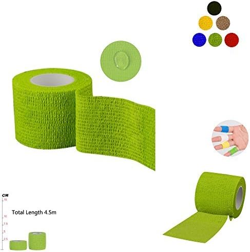 Self Adherent Wrap Tape Medical Cohesive Bandages Flexible Stretch Athletic Strong Elastic First Aid Tape for Sports Sprain Swelling and Soreness on Wrist and Ankle 6 Pack 2Inch X 5Yards(Green)