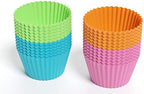 Bakerpan Silicone Mini Cupcake Liners 24 Pack - Reusable Non-Stick Muffin Cups - BPA-Free Baking Cups for Mini Muffin Pan, Candy & Chocolate Molds, 4 Vibrant Colors