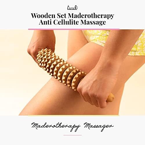 Tuuli Accessories - 4-Piece Wooden Massager Set, Includes Muscle Roller, Cellulite Massage Cup and Lymphatic Drainage Tool, Helps Ease Muscle Tension and Support Skin Health