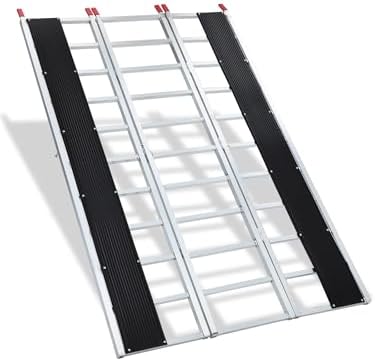GarveeTech Snowmobile Loading Ramp, 1500Lbs Aluminum Tri-Fold Ramps with Ski Guides for Snowmobile, 85" x 54" Foldable Ramp with Straps for ATV, UTV, Lawn Tractor, Motorcycle, Truck & Trailer