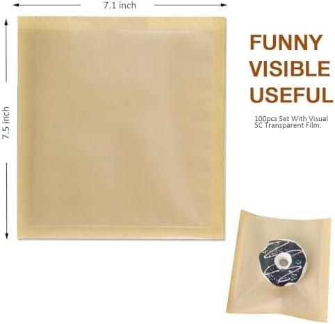 100 Pcs Bakery Bags with Window, 7.1 x 7.5 Inches Paper Sandwich & Donut Bags for Treat, Snack & Cookie Packaging (Brown)