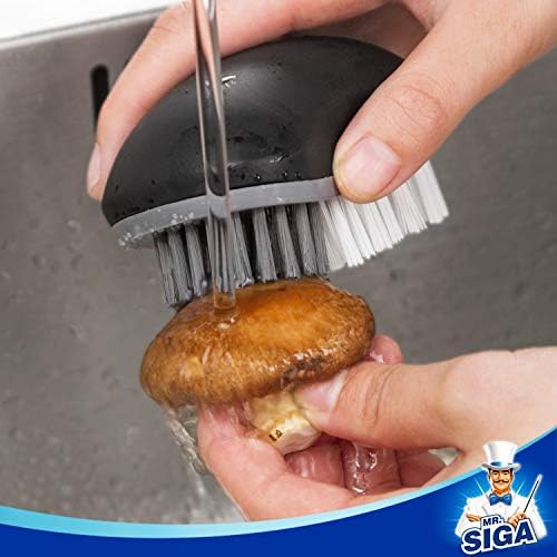MR.SIGA Fruit and Vegetable Cleaning Brush with Non Slip Comfortable Grip, Pack of 2, Black
