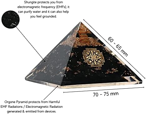 Amazing Gemstone Large Black Tourmaline Orgone Pyramid Crystal, Sri Yantra Orgonite Pyramid, Positive Energy Healing