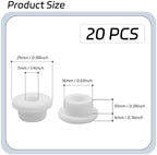 20Pcs Rubber Grommets 5/8" Drill Hole, 1/4" ID, White Silicone Top Hat Grommet, Flexible Hole Plug Gasket for Automotive Firewall, Electrical Wiring Protection & Cable Management