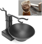 Shaving Brush Holder, Black Stainless Steel Shaving Brush Razor Stand with Soap Bowl Set Razor Holder Stand for Men boyfriend Husband Lover