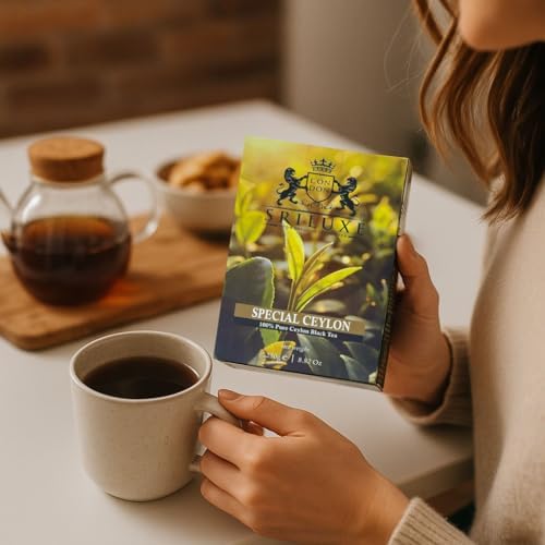 SRILUXE - Premium Quality Loose Leaf Ceylon Organic Black Tea Exquisite Taste and Aroma 100% Natural Freshly Harvested From Sri Lanka (250g)