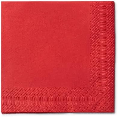 Red Beverage Napkins (20 Count) 3-Ply Disposable Paper Cocktail Napkins for Bar, Weddings, Parties, Events, Premium Quality, EU Made