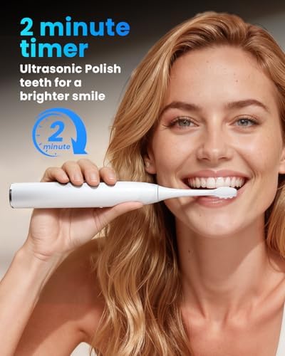 Onlyone Ultrasonic Electric Toothbrush for Adults, Rechargeable Electric Toothbrush with 8 Brush Heads, Travel Case, Charging Base & Wireless Charging - 5 Modes with Smart Timer