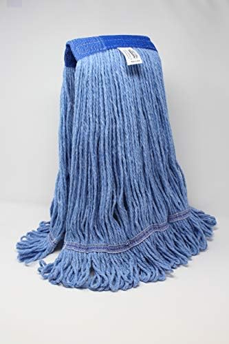 Turkey Creek Essentials Mop Heads Commercial Grade USA Made Looped End Heavy Duty Large Mop Head of Blue 4-Ply Synthetic Yarn Industrial Wet Mop Head Replacement and String Mop Refills (6, Large)