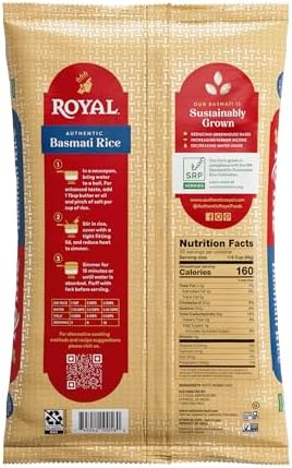 Royal - Naturally Aged Authentic Long Grain Indian White Basmati Rice, 5 lb (Pack of 2)