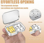 Pill Box-2 Compartment Small Pill Case Square Organizer Case with Mirror Portable Metal Medicine Box Travel Container for Pocket & Purse Women Men(Spider Web)