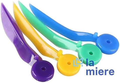 LA MIERE 100/Box Diastema Wedges, Disposable Plastic Poly-Wedges Dental Fixing Wedge with Hole, Compress on Entry and Flare Upon Small : 13mm (Green)