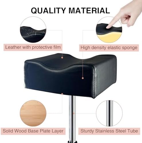 Pedicure Foot Rest,Height Adjustable Pedicure Chair,Non-Slip Pedicure Stool for Massage Office or Home,Black