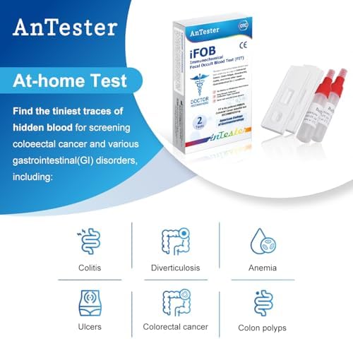 2 Test Colorectal Cancer Screening (FOB) Test Kit - Easy-to-Use at-Home Fecal Occult Blood Test for Early Detection - Convenient and Reliable Colorectal Cancer Screening Tool