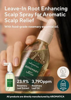 AROMATICA Root Enhancer Rosemary Water for Hair Growth spray - with Rosemary hair oil & caffeine & biotin - Korean hair care for hair thinning & hair loss - free from silicone, paraben and sulfate