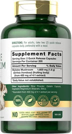 Carlyle Maitake Mushroom Capsules | 400 Count | Non-GMO & Gluten Free Extract | Mushroom Supplement