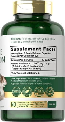 Carlyle Maitake Mushroom Capsules | 400 Count | Non-GMO & Gluten Free Extract | Mushroom Supplement