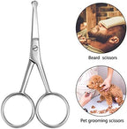 Mudder 3 Pieces Nose Hair Scissors Rounded Tip Scissors Facial Hair Trimming Stainless Steel Blunt Tip Trimmer for Eyebrows, Nose, Moustache, Beard, Grooming (Silver)