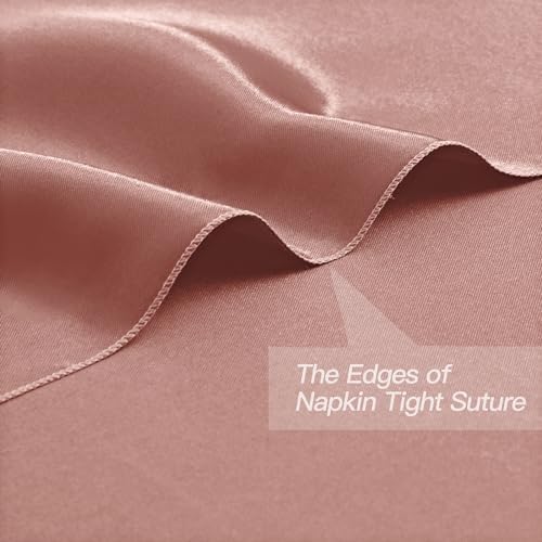 P Pothuiny 12 Pcs Silky Rose Gold Satin Napkins 17 x 17 Inches, Square Smooth Wedding Dinner Napkins Satin Cloth Napkins Table Napkins for Banquet Party Restaurant Decor, Thanksgiving, Christmas