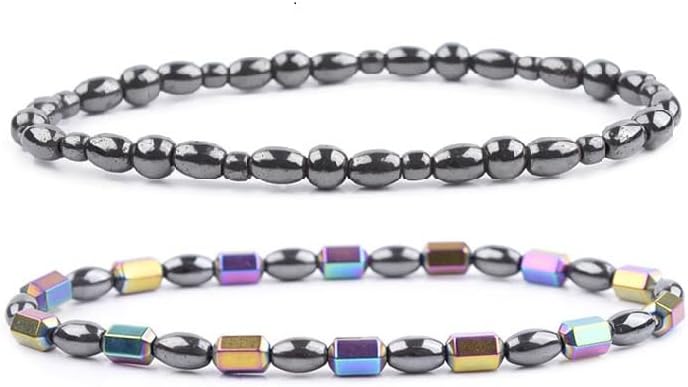 Yocoyee 2pcs Anklet Hematite Relieve Joint Pain Healing Therapy Healthy Foot Anklet for Women Men-Style 3