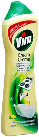 Vim (Cif) Cream Multi Purpose Cleaner with Micro Crystals, Lemon Scent - 16.9 Fl Oz / 500 mL x 2 Pack
