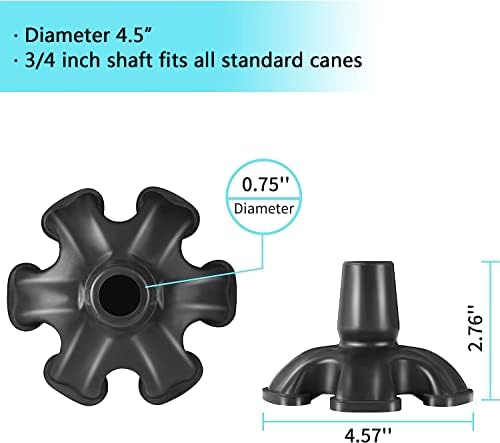 Cane Tip PANZHENG 3/4 inch 6 Support Cane Feet Self Standing Canes Tip, 6 Support Feets Base Replacement Walking Canes, Walking Sticks, Folding Canes