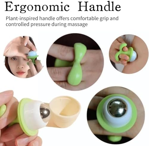 2 Pack Mini Potted Plant Eye and Face Massage Roller, Handheld Desk Decor Roller Ball for Neck and Body