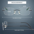 Eyekepper Titanium Rimless Reading Glasses Frameless Rectangle Oval Readers Women Men Gunmetal +2.00