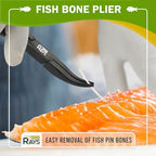 Fish Bone Pliers/Tweezers – Ergonomic Non-Slip Grip, Food-Grade Stainless Steel Deboner | Pin Bone Remover for Salmon, Trout & All Fish