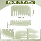 Geiserailie 2 Pcs Jade Combs Esthetician Supplies Massage Stone Hair Gua Sha Scraping Scalp Comb Facial Massage Tool Handheld Head Tools Head Caring Therapy Mother's Day for Women(Square Style)