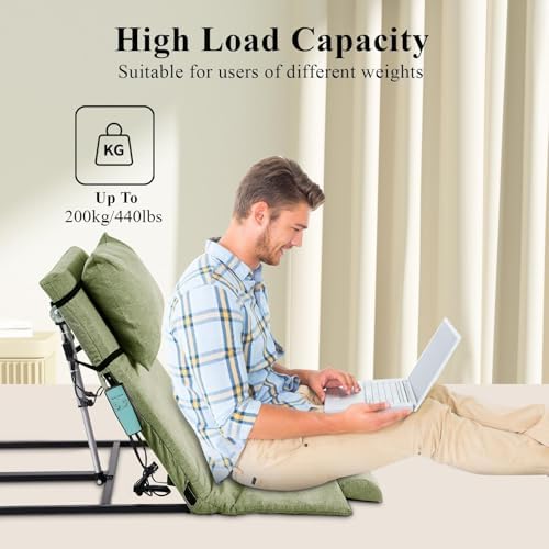 Electric Adjustable Bed Backrest – 2–80° Sit-Up Backrest Chair, Remote Control, Washable Cushion & Headrest, Heavy-Duty Carbon-Steel Frame, 440 lbs Support – Green