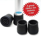 Top Glides Steel-Reinforced Walker, Commode, and Bath Bench Replacement Rubber Tips, Black, 1" (Pack of 4)