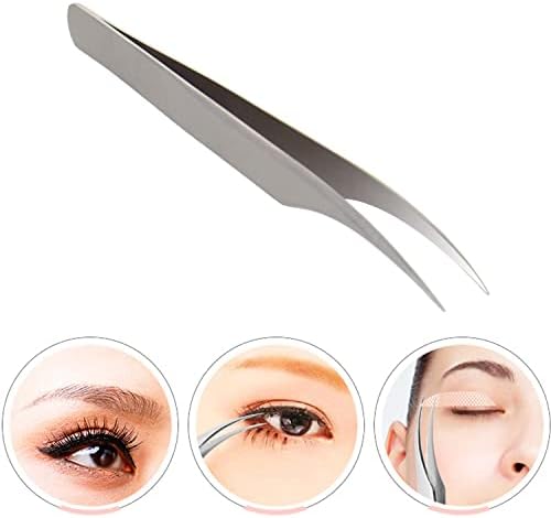 Utoolmart 125mm Professional Stainless Steel Precision Tweezers Dolphin-shaped Tip Tweezers Nipper for lash Extensions Ordinary Leather Sheath 1pcs