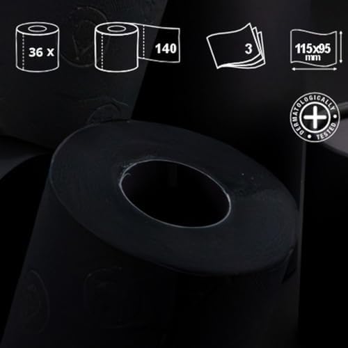 Renova 3 Ply Soft Black Toilet Loo Tissue Paper Lightly Scented 6 roll pack x 6
