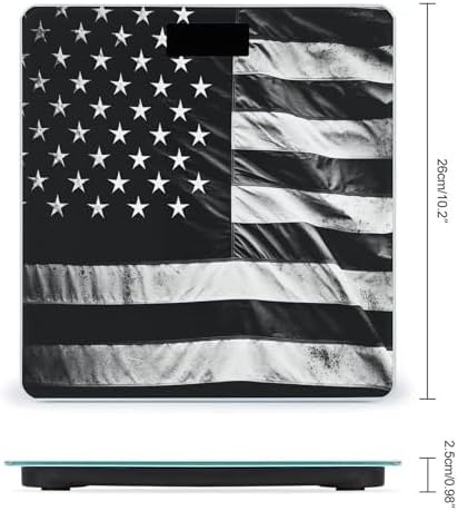 Black and White American Flag Scale for Body Weight Highly Accurate Digital Bathroom Scales Sturdy Tempered Glass Weighing Scale with LCD Display Fashion Body Fat Smart Scales 400lb