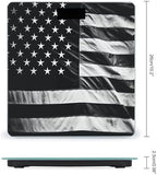Black and White American Flag Scale for Body Weight Highly Accurate Digital Bathroom Scales Sturdy Tempered Glass Weighing Scale with LCD Display Fashion Body Fat Smart Scales 400lb