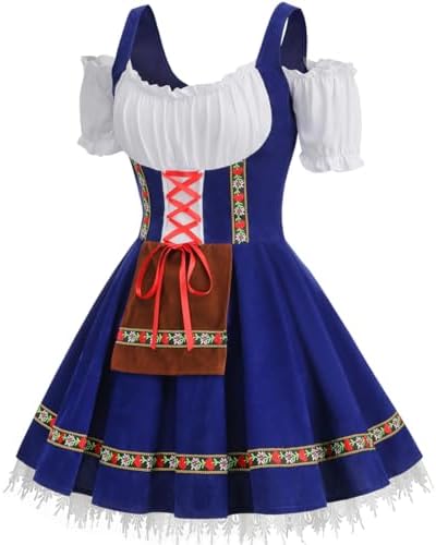 GRAJTCIN Womens Oktoberfest Costume, Velvet German Bavarian Dress for Halloween Carnival