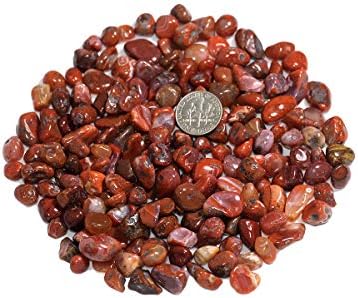 ZenQ 1 lb Red Agate Tumbled Stone Chips Crushed Natural Crystal Quartz Pieces