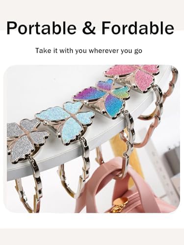 Portable Purse Hook for Table Foldable Handbag Hanger Folding Bag Holder Flower Green
