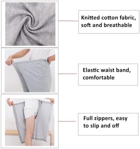 WEEOATAR Bedridden Patient Clothing,Full Open Post Surgery Pants,Patient Care Trousers,Disability Clothing with Zippers for Easy Access,Post-op Pants Suit for Fracture,Disable,Elderly(Grey,L)