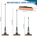Sponge Mop for Floor Cleaning, 50" Heavy Duty Roller Mop with 4 Cellulose Refill Heads, Easy Self-Squeeze for Hardwood Tile Concrete, Wall Ceiling
