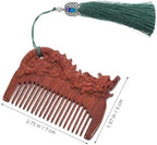 ABOOFAN Wooden Hair Comb, Green Sandalwood Zodiac Design, Portable Anti-static Comb for Scalp Care and Travel Grooming