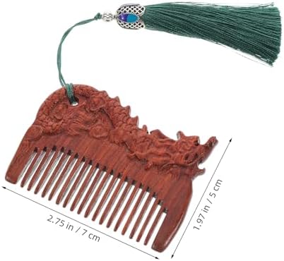 ABOOFAN Wooden Hair Comb, Green Sandalwood Zodiac Design, Portable Anti-static Comb for Scalp Care and Travel Grooming