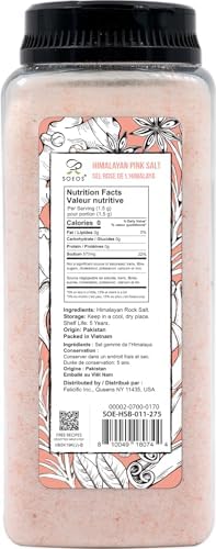Soeos Himalayan Pink Salt, Fine Grain, 39oz (2.4 LB), Non-GMO Himalayan Salt, Kosher Salt, Pink Himalayan Sea Salt