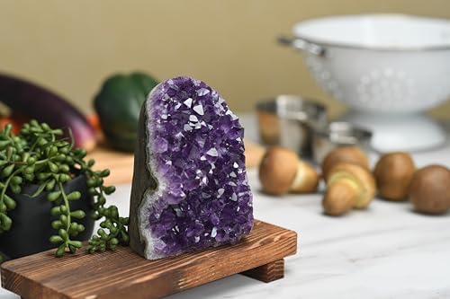 Premium Amethyst Geode Stone Cluster [2.5 to 3 lb.] - Each Piece is Unique & Natural - Real Raw Healing Crystal Rock from Uruguay - Deep Purple Decoration - FREE 3" Selenite Wand
