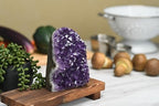Premium Amethyst Geode Stone Cluster [2.5 to 3 lb.] - Each Piece is Unique & Natural - Real Raw Healing Crystal Rock from Uruguay - Deep Purple Decoration - FREE 3" Selenite Wand