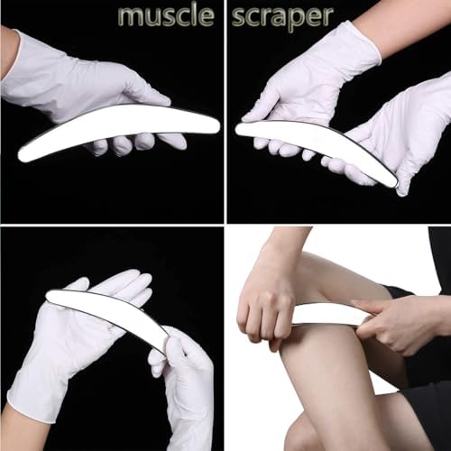 5 in 1 Stainless Steel Muscle Scraper Gua Sha Massage Tool Set, Scraping Tool Physical Therapy with Storage Case, Soft Tissue and Myofascial Release