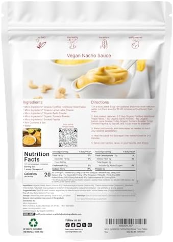 Micro Ingredients Organic Fortified Nutritional Yeast Flakes, 2lb (32oz) | Rich in Vegan Protein, B Vitamins, & Beta-Glucans | Keto Friendly, Dairy Free Cheese Substitute, Non-GMO, Gluten Free