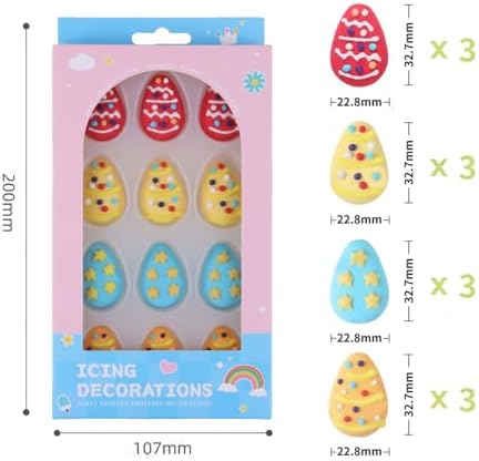 Edible Easter Themed Sugar Easter Eggs cake decorations, Egg cupcake toppers, perfect Icing Cookies decro for Cupcakes, Cake, Macaron and Cakecicles Decorating