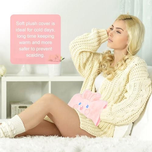 WITERY Electric Hot Water Bag with Cover- Rechargeable Heating Pad Hot Water Bottle for Pain Relief Cramps & Sore Muscles, Hot Compress Bag Hand Warmer for Outdoor/Indoor (Filled with Water)